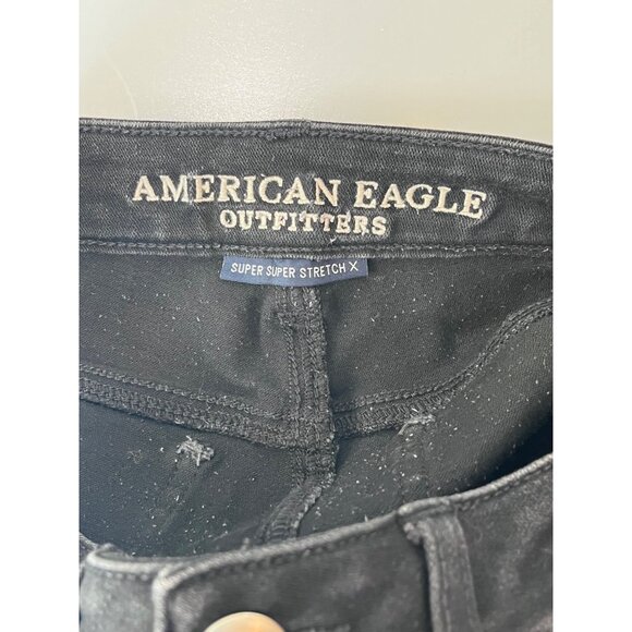 American Eagle Outfitters Womens Black Skinny Jeans Size 2 Distressed Knee Denim - Picture 8 of 11